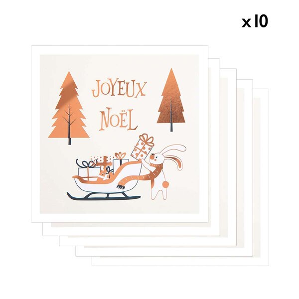 Lot De 10 Cartes De Vœux Etincelle Traineau Cadeaux - Draeger paris