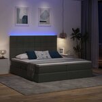 vidaXL Lit de rangement LED avec matelas Gris foncé 200 x 200 cm Tissu