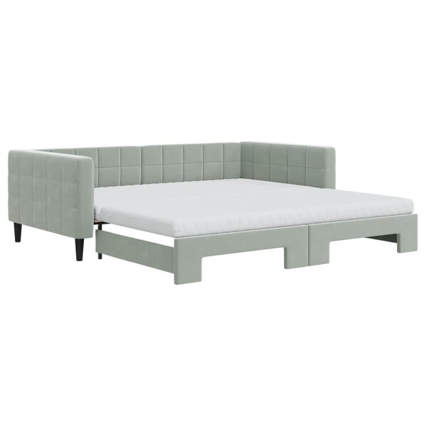 vidaXL Lit de jour et gigogne et matelas gris clair 100x200 cm velours
