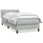 vidaXL Sommier à lattes de lit et matelas gris clair 90x220 cm velours