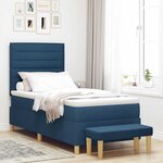 vidaXL Lit à ressorts avec coussin Bleu 200 x 90 cm tissu