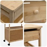 vidaXL Chariot de Cuisine avec Roues Naturel 59 5 x 36 x 82 cm Bambou