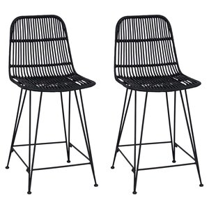 vidaXL Tabouret de bar 2 pc Noir 44 x 54 x 96 cm Rattan et Acier