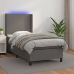 vidaXL Sommier à lattes de lit matelas LED Gris 90x190 cm Similicuir
