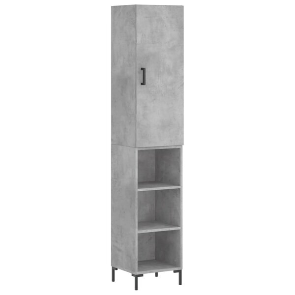 vidaXL Buffet haut Gris béton 34 5x34x180 cm Bois d'ingénierie