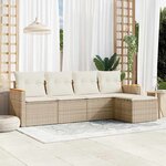 vidaXL Salon de jardin avec coussins 5 Pièces beige résine tressée