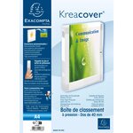 Boîte de rangement Kreacover® avec fermeture à bouton pression et pochette avant transparente A4 240 x 330 x 40 mm Polypropylène chromaline transparent Blanc