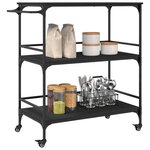 vidaXL Chariot de cuisine noir 100 5x50x105 cm bois d'ingénierie
