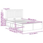 vidaXL Cadre de lit Chêne fumé 120 x 200 cm Bois de pin massif