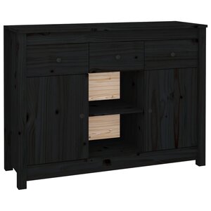 vidaXL Buffet Noir 100x35x74 5 cm Bois massif de pin