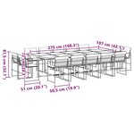 vidaXL Ensemble à manger de jardin avec coussins 15Pièces blanc textilène