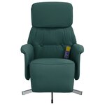 vidaXL Fauteuil inclinable de massage et repose-pieds vert foncé tissu