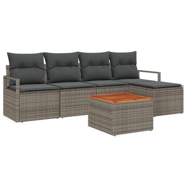 vidaXL Ensemble de canapé de jardin 6 Pièces Gris