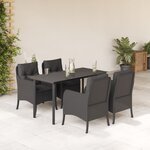 vidaXL Ensemble à manger de jardin coussins 5Pièces Noir Résine tressée