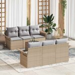 vidaXL Ensemble de canapé de jardin Manuel 7 Pièces Beige  Gris clair