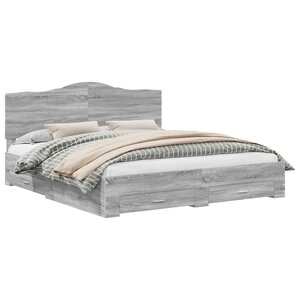 vidaXL Cadre de lit Gris Sonoma 200 x 200 cm Bois d'ingénierie