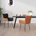 vidaXL Chaises à manger lot de 2 noir tissu et similicuir
