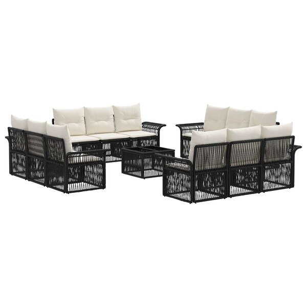 vidaXL Ensemble de canapé de jardin 13 Pièces Noir polyrotin