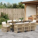 vidaXL Ensemble de salle à manger de jardin 9 pièces avec coussins en poly rotin beige