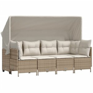 vidaXL Salon de jardin avec coussins 5 Pièces beige résine tressée