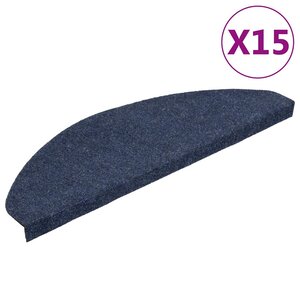 vidaXL Tapis d'escalier autocollants 15 Pièces 65x22 5x3 5 cm Bleu