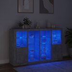 vidaXL Buffets avec lumières LED 3 Pièces gris béton bois d'ingénierie