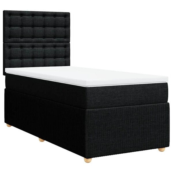vidaXL Sommier à lattes de lit avec matelas Noir 90x200 cm Tissu