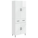 vidaXL Ensemble de Meubles 2 Pièces Blanc brillant 66 x 34 5 x 89 5 cm