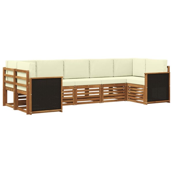 vidaXL Ensemble de canapés d'extérieur 6 pc Naturel et Crème