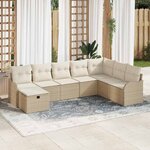 vidaXL Ensemble de canapé de jardin avec coussin 8 Pièces beige et crème