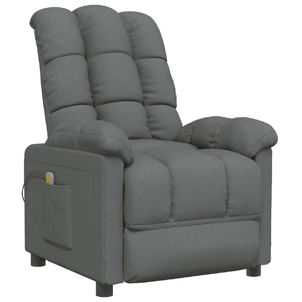 vidaXL Fauteuil de massage Gris foncé Tissu