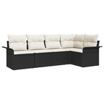 vidaXL Ensemble de canapé de jardin avec coussin 5 Pièces Noir Poly rotin