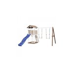 AXI Beach Tower avec Balancoire Double Marron Blanc Bleu Toboggan