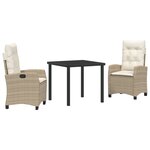 vidaXL Ensemble de 3 Chaises de Jardin avec Coussins Beige Poly Rattan