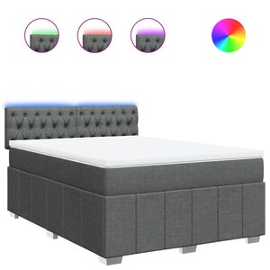 vidaXL Sommier à lattes de lit avec matelas Gris foncé 160x200cm Tissu