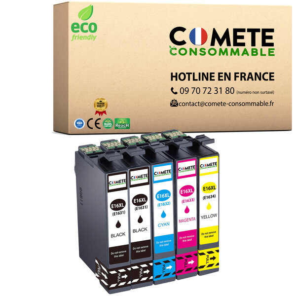 COMETE, Entreprise Française- 16XL - pack 5 Cartouches Compatibles EPSON