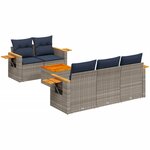 vidaXL Salon de jardin 6 Pièces avec coussins gris résine tressée