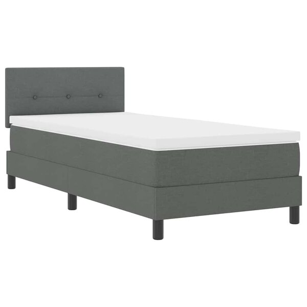 vidaXL Lit à Ressorts avec Matelas Gris Foncé 90x200 cm Tissu