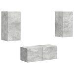 vidaXL Ensemble meuble TV 2 Pièces Gris béton Bois d'ingénierie