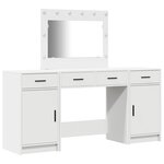 vidaXL Ensemble de table de maquillage 3 pièces avec LED  bois d'ingénierie blanc