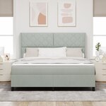 Lit Box Spring vidaXL avec Matelas et Lumière LED Gris clair 180x200 cm Velours