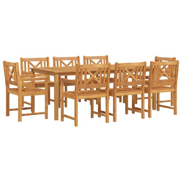 vidaXL Ensemble de salle à manger pour jardin 9 Pièces Marron