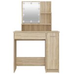 vidaXL Coiffeuse avec LED chêne sonoma 86 5x35x136 cm