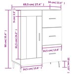 vidaXL Buffet sonoma gris 69 5x34x90 cm bois d'ingénierie