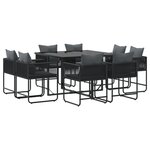 Ensemble de salle à manger de jardin 10 pièces avec coussins en acier et poly rotin