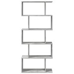 vidaXL Étagère séparatrice de pièce à 5 niveaux gris béton 70x24x161cm