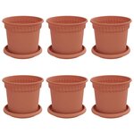 vidaXL Pots de plantes 6 Pièces Rouge brique Ø 15 x 12 cm Plastique