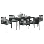 vidaXL Ensemble de salle à manger pour jardin 7 Pièces Noir Poly rotin