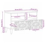vidaXL Meuble TV Blanc 70 x 33 5 x 46 cm Bois de mangue massif