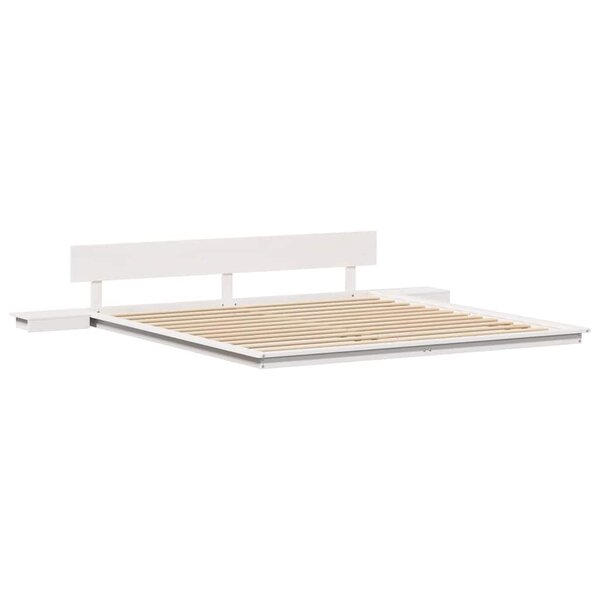 vidaXL Cadre de lit Blanc 200 x 200 cm bois